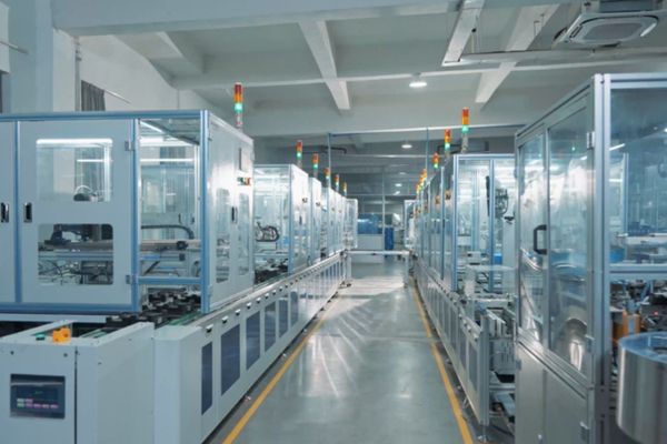 Industrial Plug Injection Molding Process An industrial injection molding machine in a clean factory setting