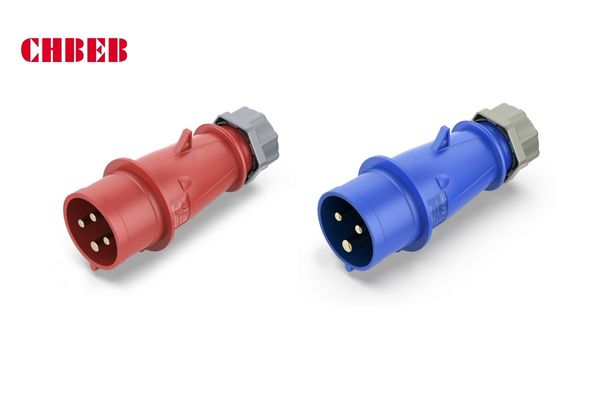 High-Precision Industrial Plug Manufacturing A close-up of a high-quality blue industrial plug showing its robust construction