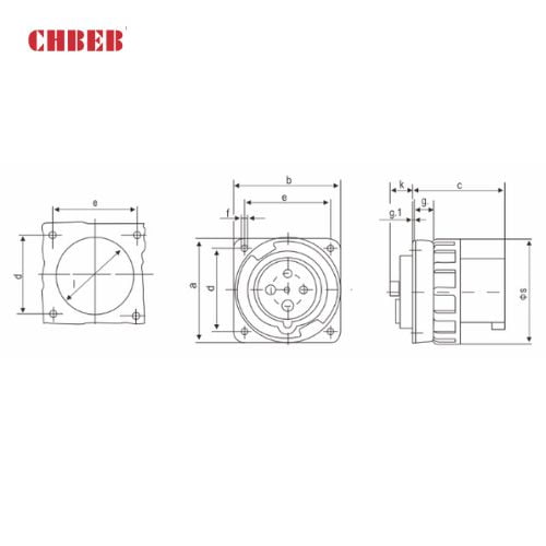 125A 3-Pin Appliance Inlet, IP67, 230V, IEC 60309 Blue Panel Mounted Device Inlet (6h)