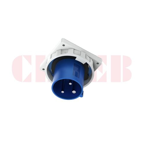 125A 3-Pin Appliance Inlet, IP67, 230V, IEC 60309 Blue Panel Mounted Device Inlet (6h)