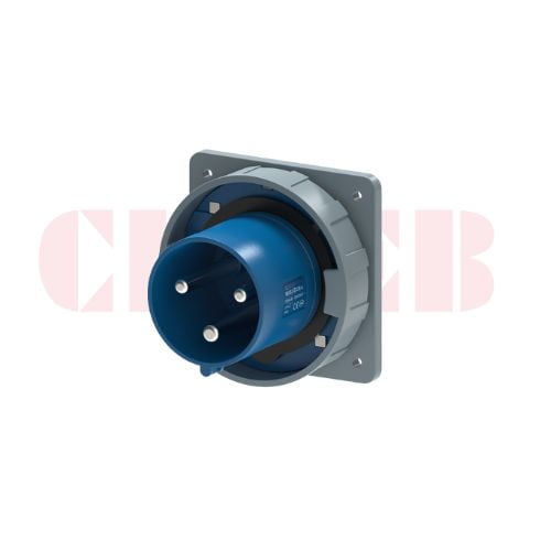 125A 3-Pin Appliance Inlet, IP67, 230V, IEC 60309 Blue Panel Mounted Device Inlet (6h)