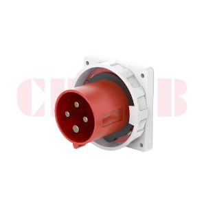 125A 4-Pin Appliance Inlet, IP67, 400V, IEC 60309 Red Panel Mounted Device Inlet (6h)