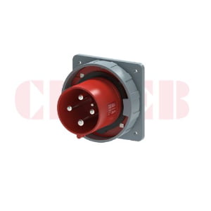125A 4-Pin Appliance Inlet, IP67, 400V, IEC 60309 Red Panel Mounted Device Inlet (6h)