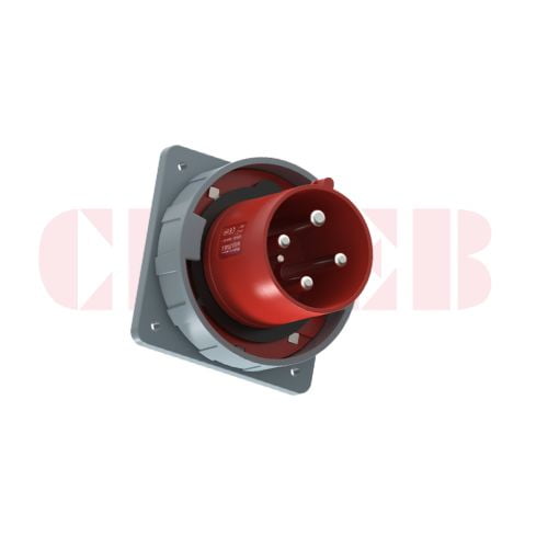 125A 4-Pin Appliance Inlet, IP67, 400V, IEC 60309 Red Panel Mounted Device Inlet (6h)