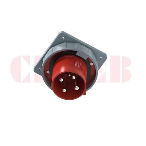 125A 4-Pin Appliance Inlet, IP67, 400V, IEC 60309 Red Panel Mounted Device Inlet (6h)