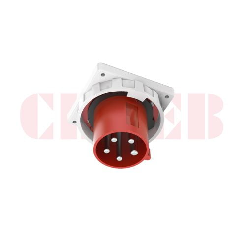 125A 5-Pin Appliance Inlet, IP67, 400V, IEC 60309 Red Panel Mounted Device Inlet (6h)