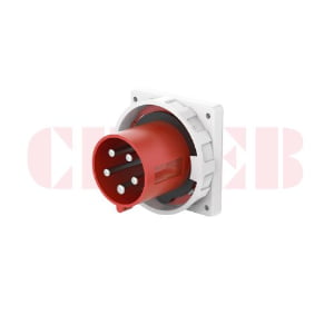 125A 5-Pin Appliance Inlet, IP67, 400V, IEC 60309 Red Panel Mounted Device Inlet (6h)