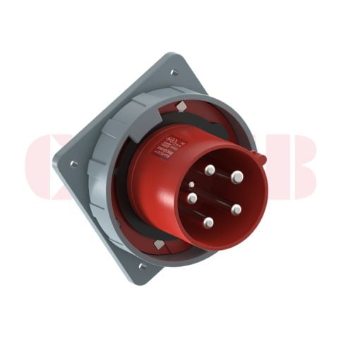 125A 5-Pin Appliance Inlet, IP67, 400V, IEC 60309 Red Panel Mounted Device Inlet (6h)