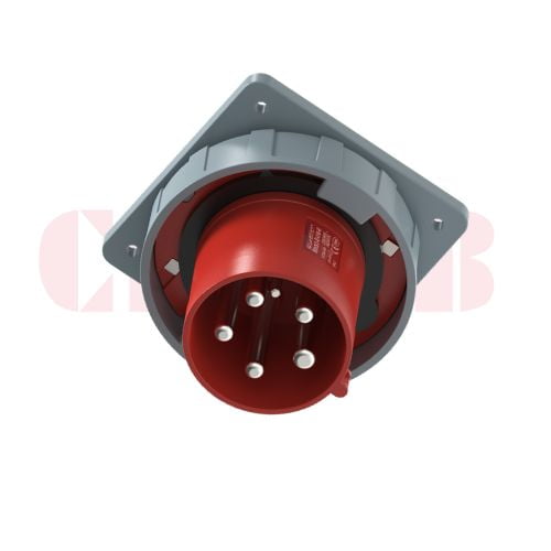 125A 5-Pin Appliance Inlet, IP67, 400V, IEC 60309 Red Panel Mounted Device Inlet (6h)