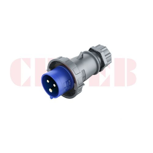 16A 3-Pin Industrial Plug, IP67, 230V, IEC 60309 CEE Plug (6h)