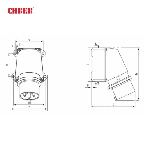 16A 3P IEC 60309 Wall Mounted Industrial Plug, 230V, IP67
