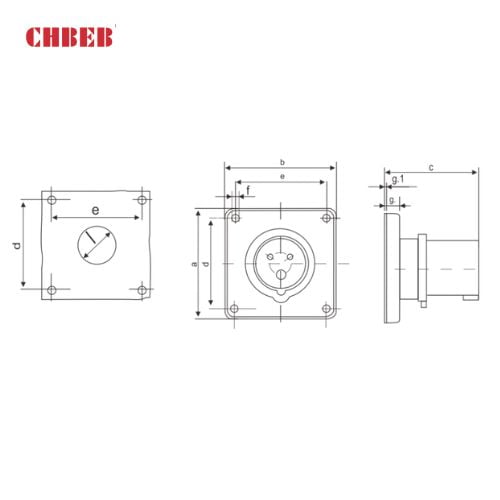 16A 3-Pin Appliance Inlet, IP44, 230V, IEC 60309 Blue Panel Mounted Device Inlet (6h)