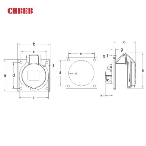 16A 3-Pin Flanged Industrial Socket, IP44, 230V, IEC 60309 Blue CEE Panel Mounted Socket (6h)