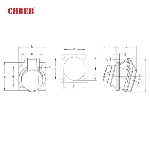 16A 3-Pin Flanged Industrial Socket, IP44, 230V, IEC 60309 Blue CEE Panel Mounted Socket (6h)