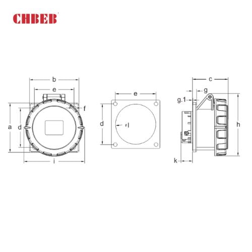 16A 3-Pin Flanged Industrial Socket, IP67, 230V, IEC 60309 Blue CEE Panel Mounted Socket (6h)