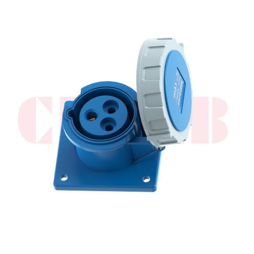 16A 3-Pin Flanged Industrial Socket, IP67, 230V, IEC 60309 Blue CEE Panel Mounted Socket (6h)