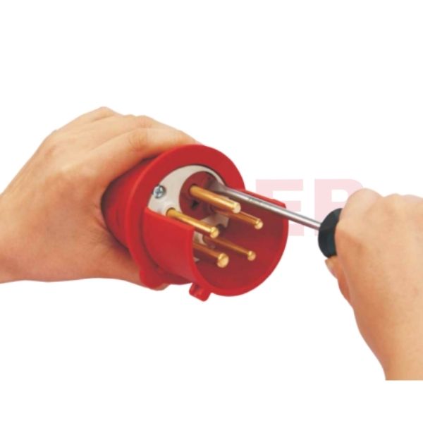 16A 4-Pin Industrial Plug, IP44, 400V, IEC 60309 Red CEE Plug (6h)