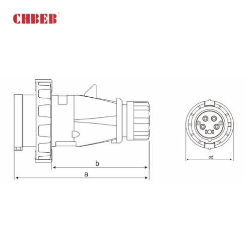 16A 4-Pin Industrial Plug, IP67, 400V, IEC 60309 CEE Plug (6h)