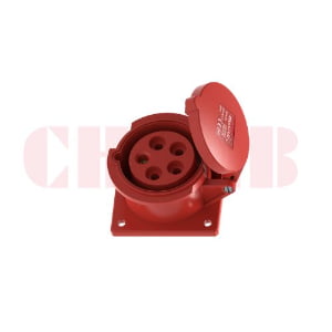 16A 5-Pin Flanged Industrial Socket, IP44, 400V, IEC 60309 Red CEE Panel Mounted Socket (6h)