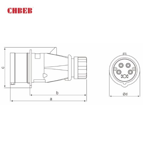 32A 3-Pin Industrial Plug, IP44, 230V, IEC 60309 CEE Plug (6h)