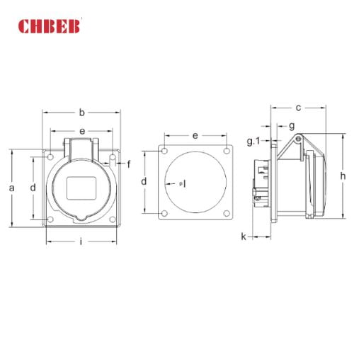32A 3-Pin Flanged Industrial Socket, IP44, 230V, IEC 60309 Blue CEE Panel Mounted Socket (6h)