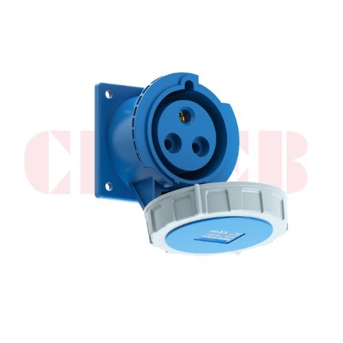 32A 3-Pin Flanged Industrial Socket, IP67, 230V, IEC 60309 Blue CEE Panel Mounted Socket (6h)