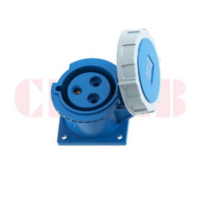 32A 3-Pin Flanged Industrial Socket, IP67, 230V, IEC 60309 Blue CEE Panel Mounted Socket (6h)