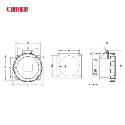32A 3-Pin Flanged Industrial Socket, IP67, 230V, IEC 60309 Blue CEE Panel Mounted Socket (6h)