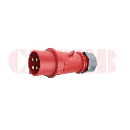 32A 4-Pin Industrial Plug, IP44, 400V, IEC 60309 (6h)