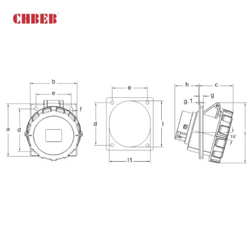 32A 4-Pin Flanged Industrial Socket, IP44, 400V, IEC 60309 Red CEE Panel Mounted Socket (6h)