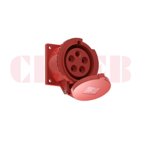 32A 5-Pin Flanged Industrial Socket, IP44, 400V, IEC 60309 Red CEE Panel Mounted Socket (6h)