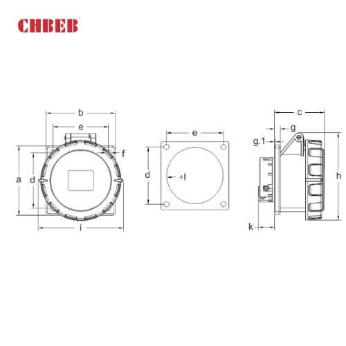 32A 5-Pin Flanged Industrial Socket, IP67, 400V, IEC 60309 Red CEE Panel Mounted Socket (6h)