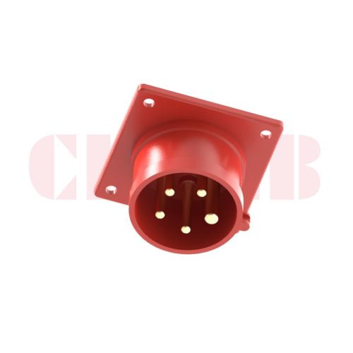 32A 5-Pin Appliance Inlet, IP44, 400V, IEC 60309 Red Panel Mounted Inlet (6h)