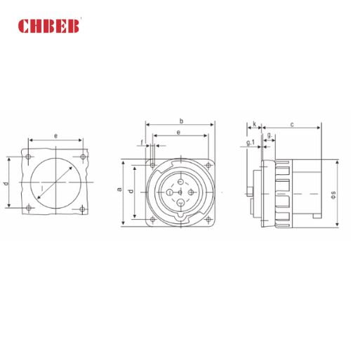 63A 3-Pin Appliance Inlet, IP67, 230V, IEC 60309 Blue Panel Mounted Device Inlet (6h)