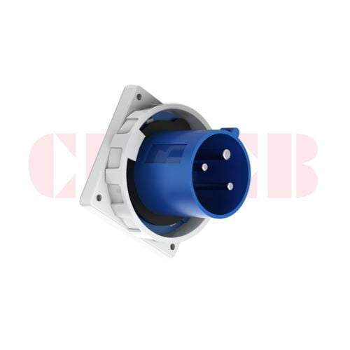 63A 3-Pin Appliance Inlet, IP67, 230V, IEC 60309 Blue Panel Mounted Device Inlet (6h)