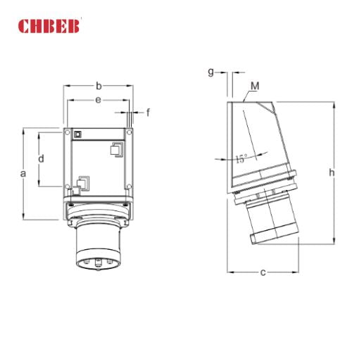 63A 3P IEC 60309 Panel Mounted Industrial Plug, 230V, IP44