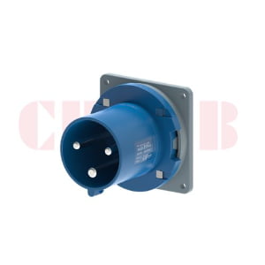 63A 3-Pin Appliance Inlet, IP44, 230V, IEC 60309 Blue Panel Mounted Device Inlet (6h)
