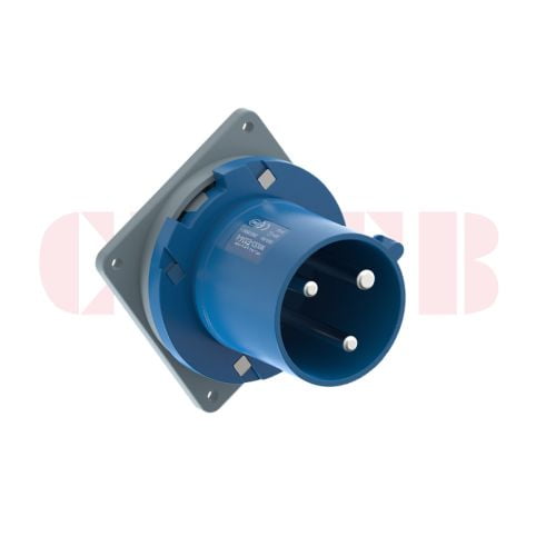 63A 3-Pin Appliance Inlet, IP44, 230V, IEC 60309 Blue Panel Mounted Device Inlet (6h)