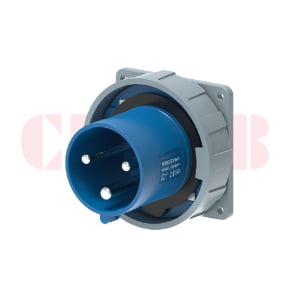 63A 3-Pin Appliance Inlet, IP67, 230V, IEC 60309 Blue Panel Mounted Device Inlet (6h)