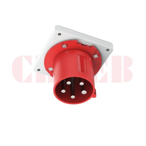 63A 5-Pin Appliance Inlet, IP44, 400V, IEC 60309 Red Panel Mounted Device Inlet (6h)
