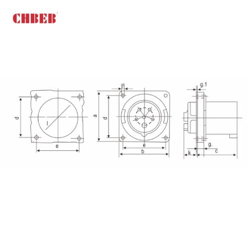 63A 5-Pin Appliance Inlet, IP44, 400V, IEC 60309 Red Panel Mounted Device Inlet (6h)