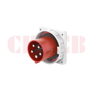 63A 4-Pin Appliance Inlet, IP67, 400V, IEC 60309 Red Panel Mounted Device Inlet (6h)
