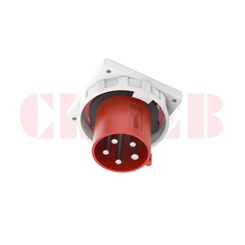63A 4-Pin Appliance Inlet, IP67, 400V, IEC 60309 Red Panel Mounted Device Inlet (6h)