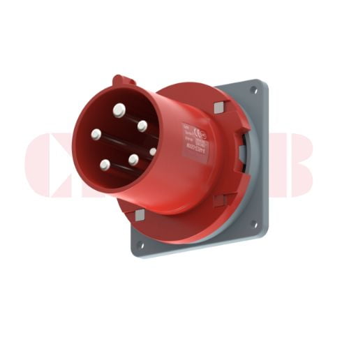63A 5-Pin Appliance Inlet, IP44, 400V, IEC 60309 Red Panel Mounted Device Inlet (6h)