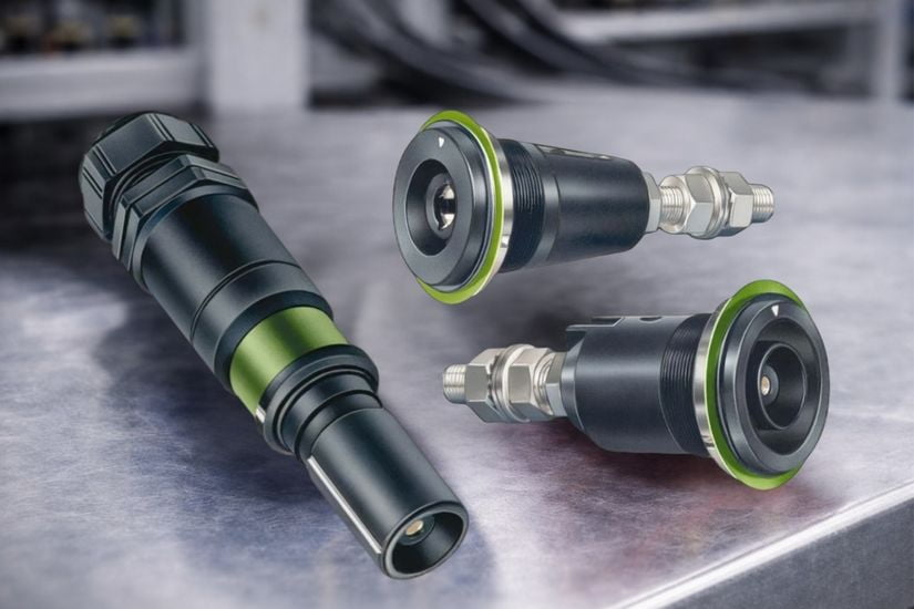 63A High-Current Industrial Connector A high-current industrial connector, looking robust and well-engineered, with clear markings for 63A.