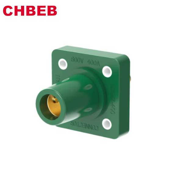 16 Series Female Receptacle, 90-Degree, 2/0 – 4/0 AWG, Double Set Screw, Self-Clinching Nuts