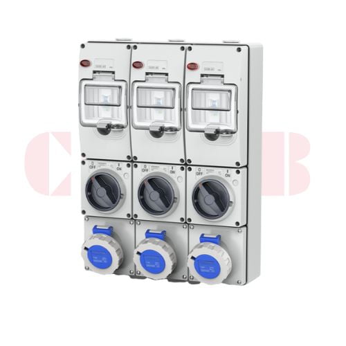 16A 3-Pin Socket Outlet Box with Switch, IP67, 230V, IEC 60309 Blue (6h)