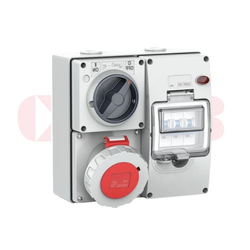 16A 5-Pin Socket Outlet Box with Switch, IP67, 400V, IEC Industrial Power Distribution Unit