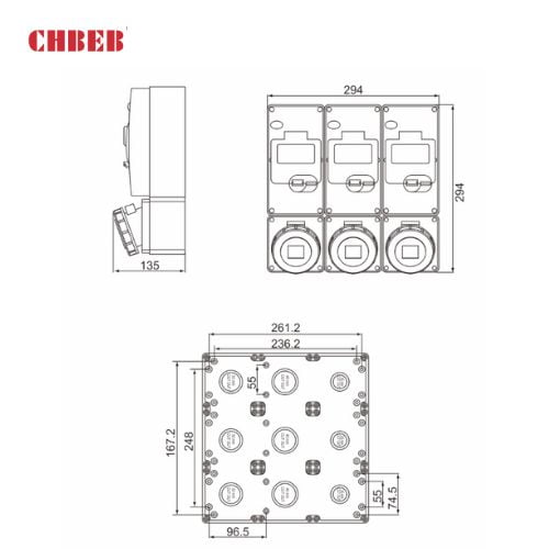16A 3-Pin Socket Outlet Box with Switch, IP67, 230V, IEC Industrial Power Distribution Unit