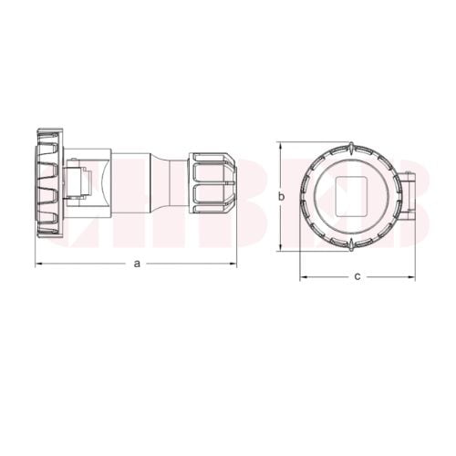 16A 3P IEC 60309 Industrial Connector, 230V, IP67, Inline